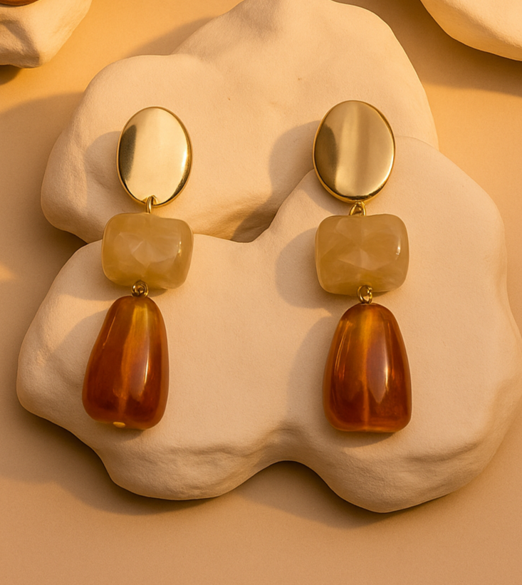 CLEO 3 STONE EARRINGS