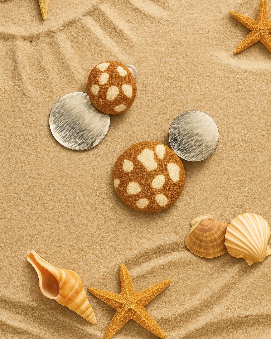 VERA MISMATCHED PEACH & WHITE EARRINGS