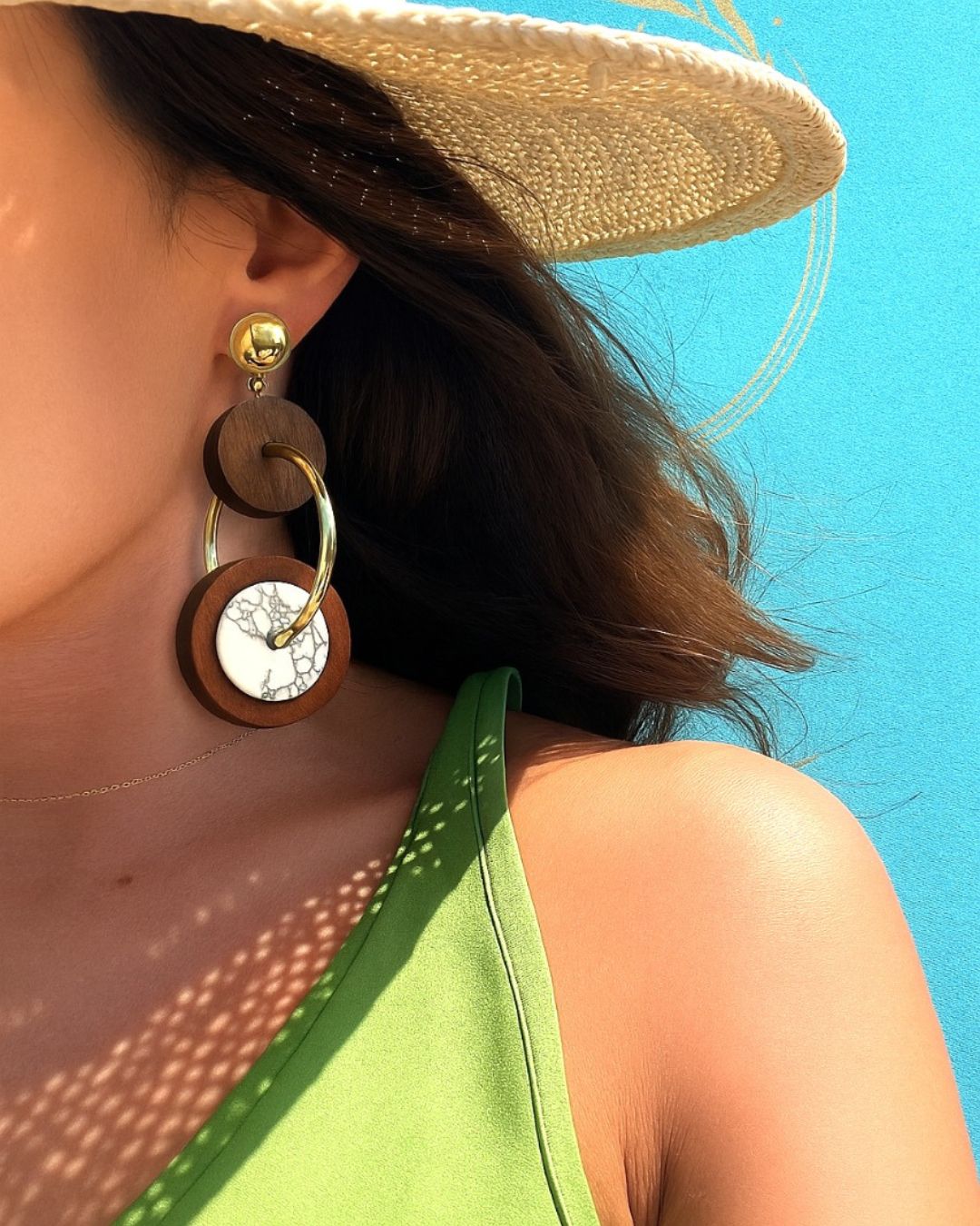 CARA STATUARIO WOODEN DISC EARRING