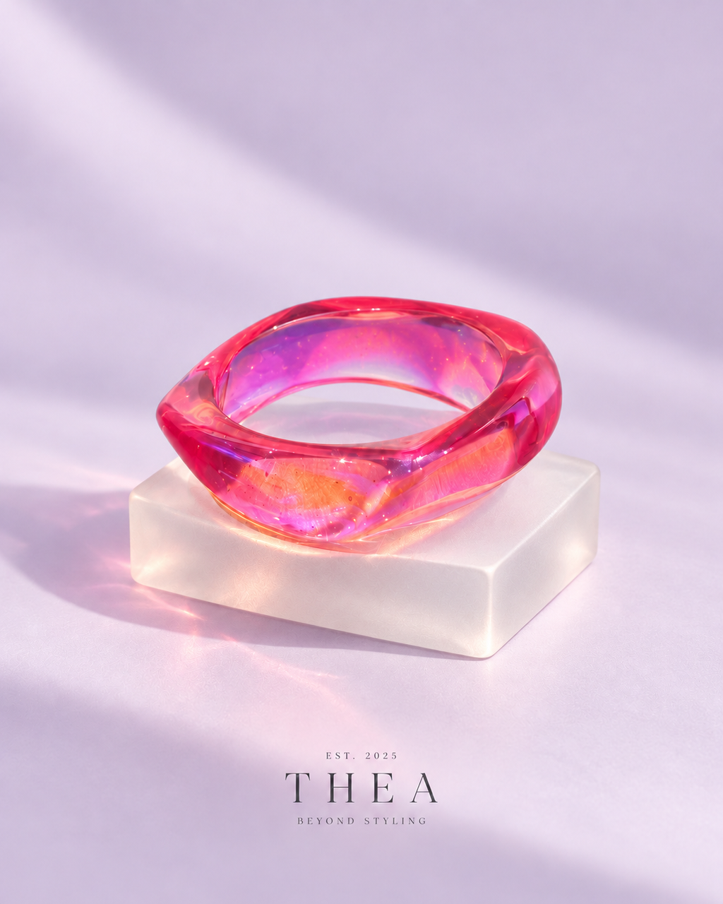 Prism Sculpt Bangle in translucent fuchsia