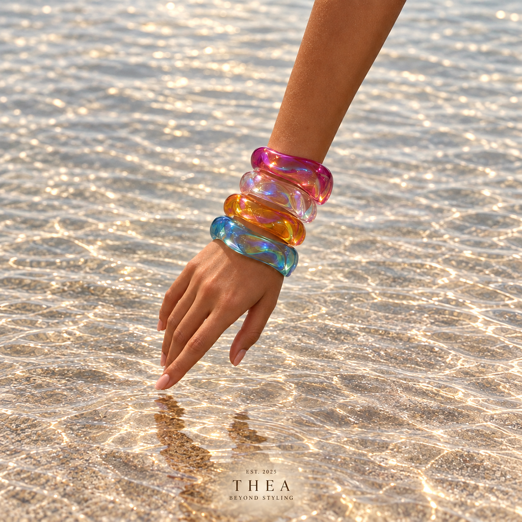 Prism Sculpt Bangle in translucent fuchsia