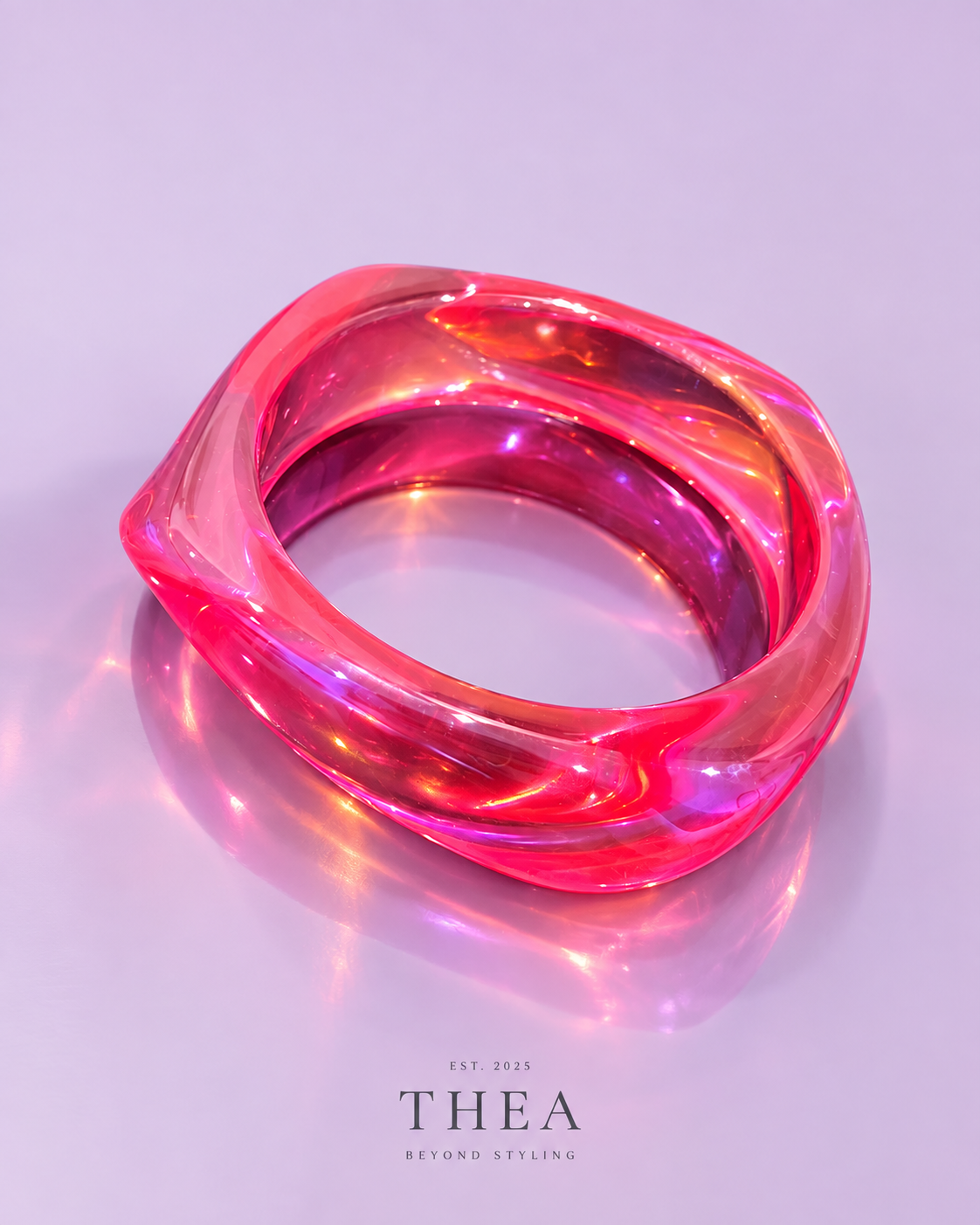Prism Sculpt Bangle in translucent fuchsia
