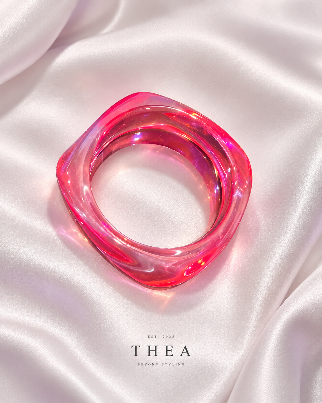 Prism Sculpt Bangle in translucent fuchsia