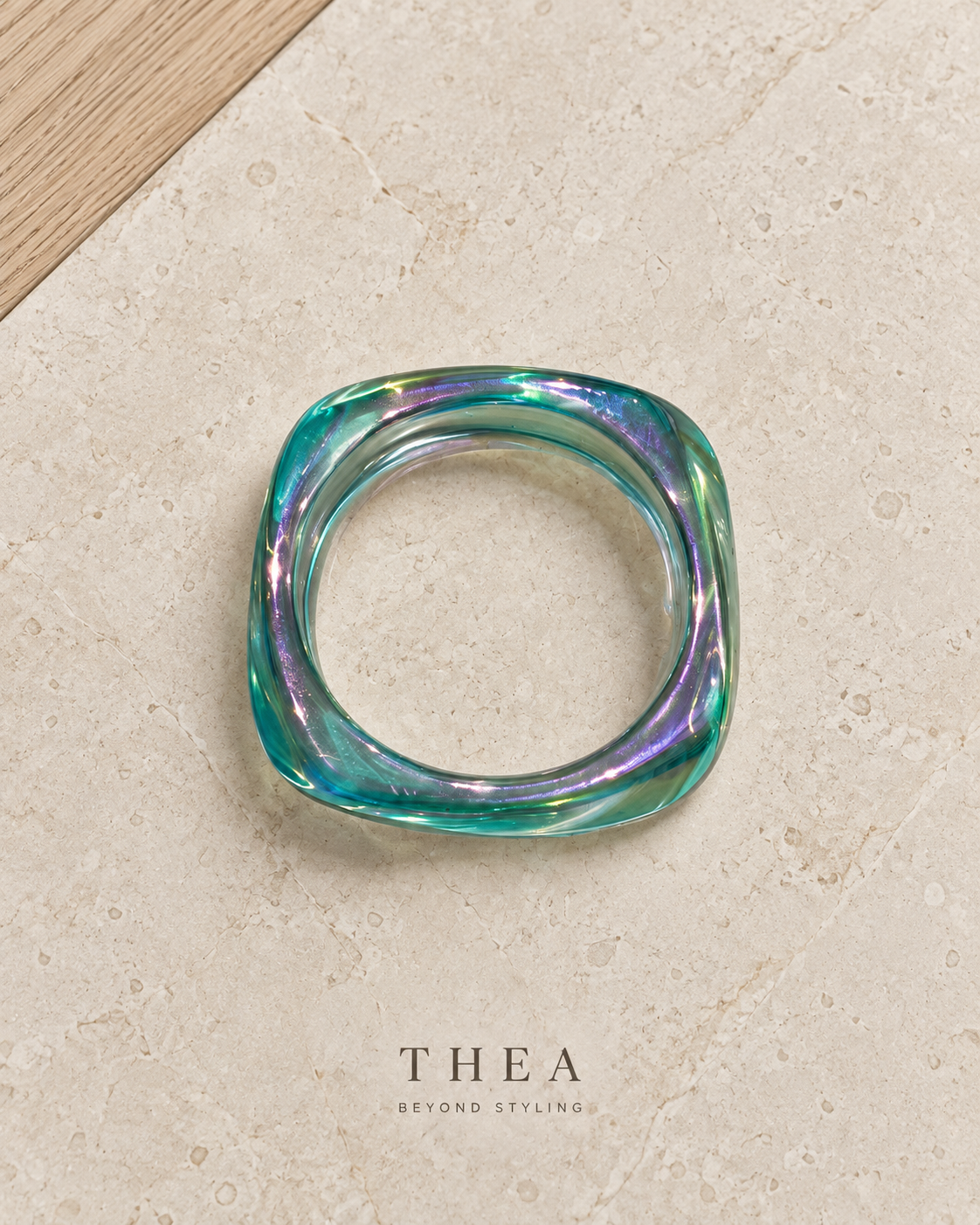 Prism Sculpt Bangle in iridescent teal lagoon