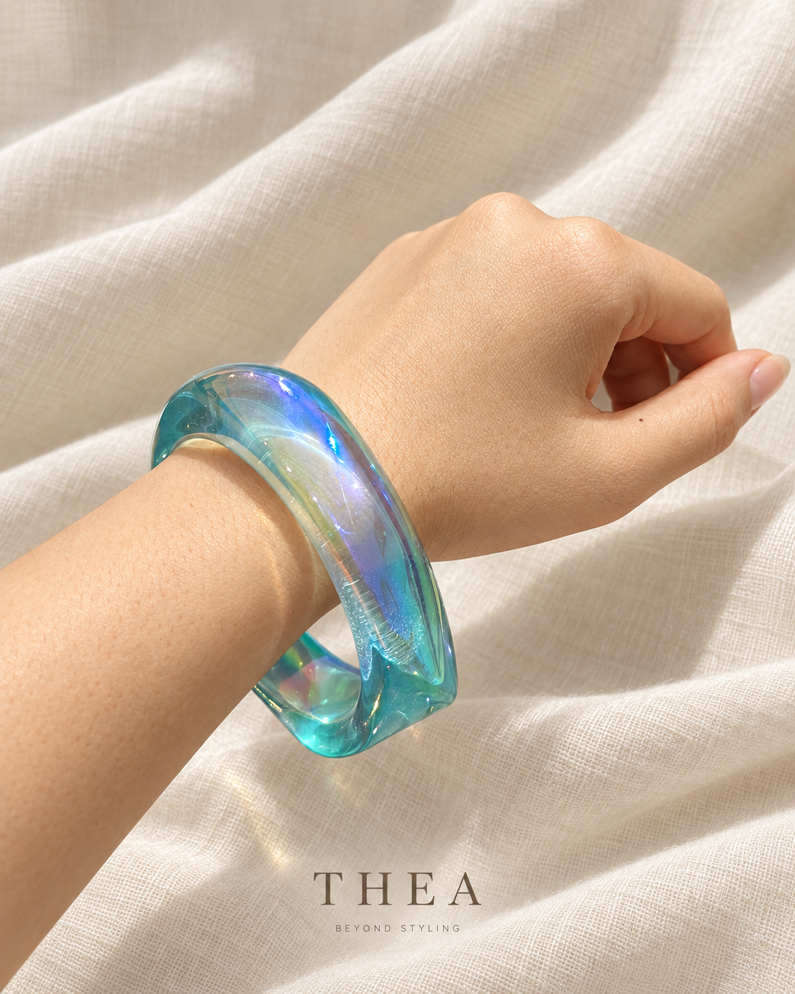 Prism Sculpt Bangle in iridescent teal lagoon