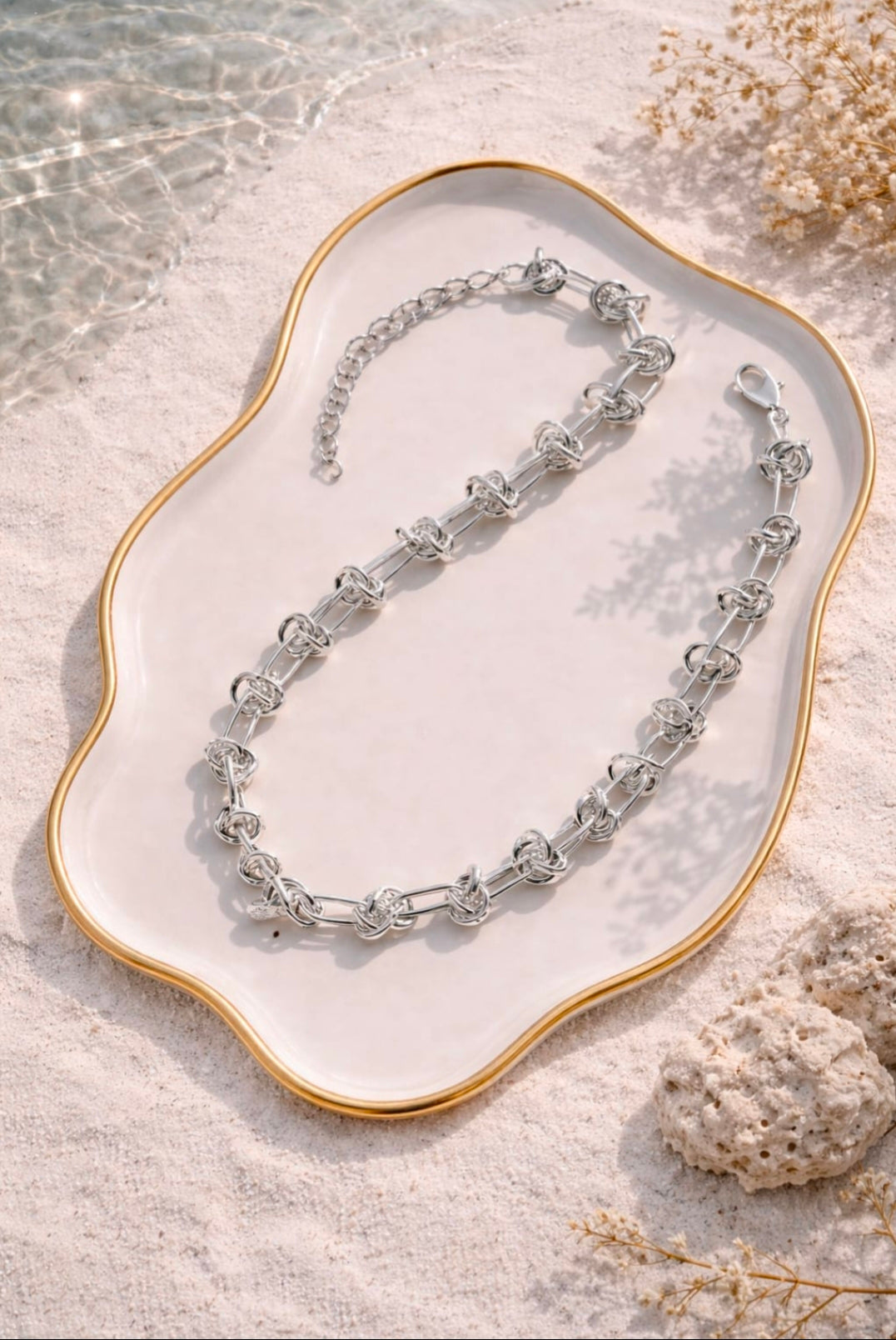 Silver Knot Link Necklace