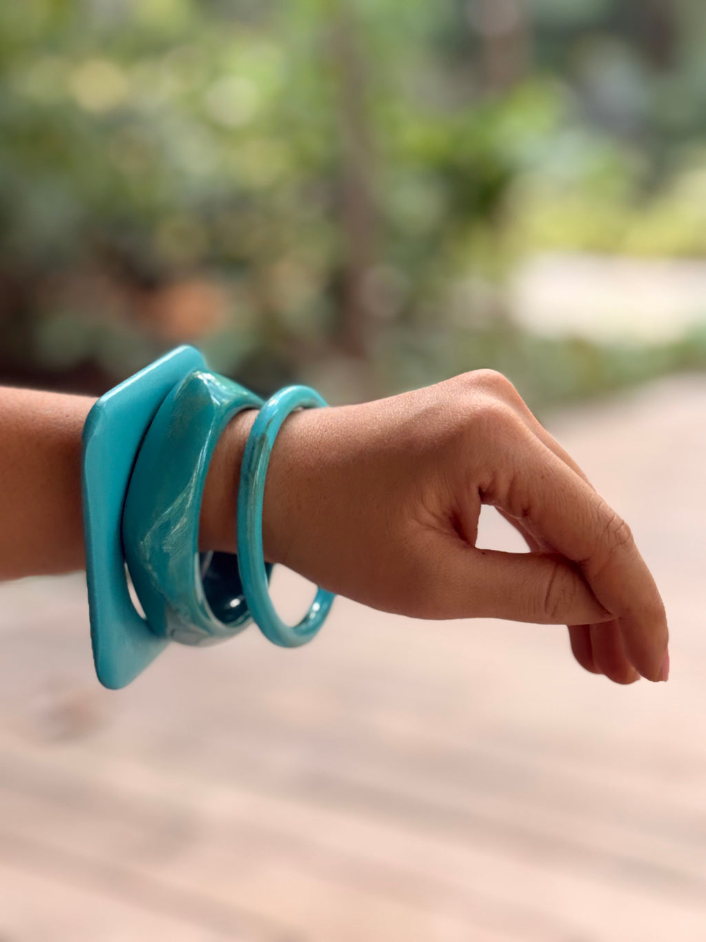 TEAL RESIN BRACELET STACK