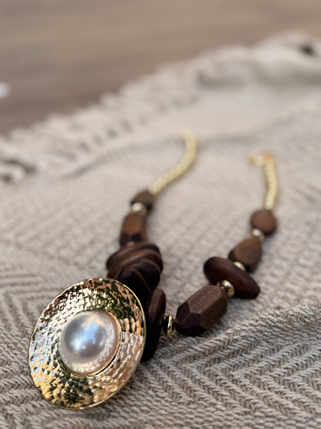 Golden Pearl Amber Necklace